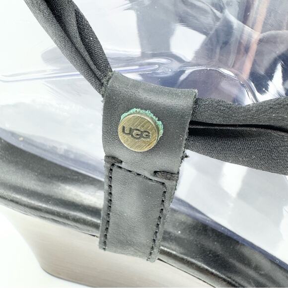 UGG Sedona Black Tie Strap Wedge Heel Sandals Genuine Leather Size 8 Summer Boho - Picture 5 of 16